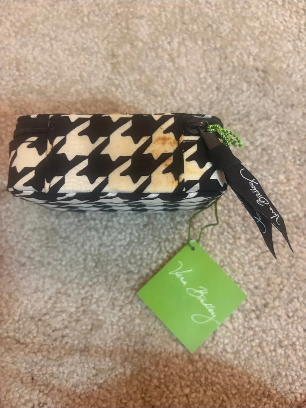 Vera Bradley Black & White Houndstooth Travel pill Pouch - one stain on back